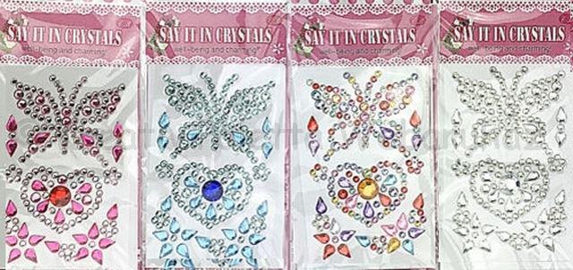 Öntapadó strassz - lepke, szív