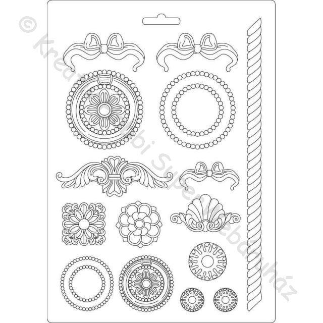 Öntőforma lágy PVC A4- kis keretek, díszítő motívumok