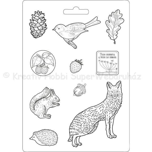 Öntőforma lágy PVC A4 - madár, falevél, erdei állatok