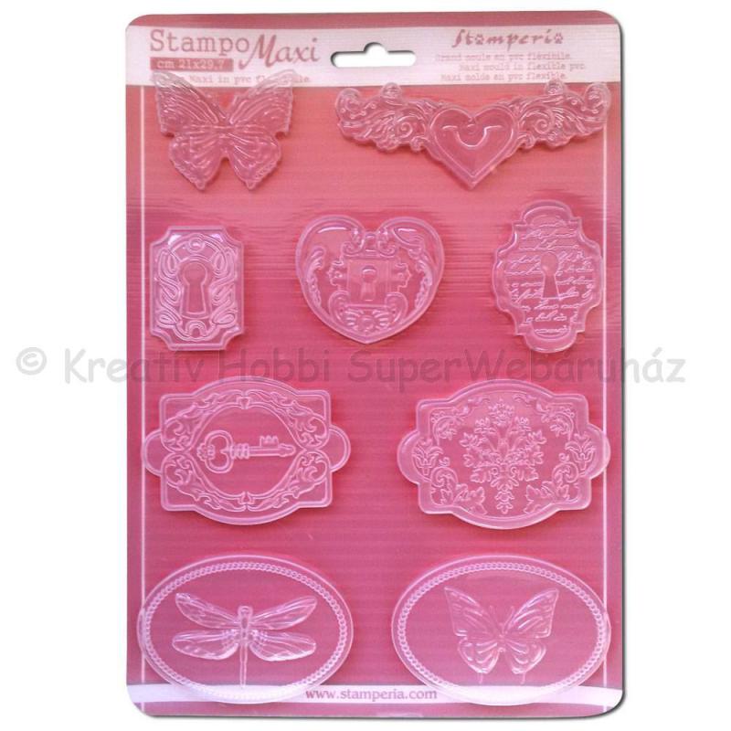 Öntőforma lágy PVC A4 - pillangó, zárak és kulcs