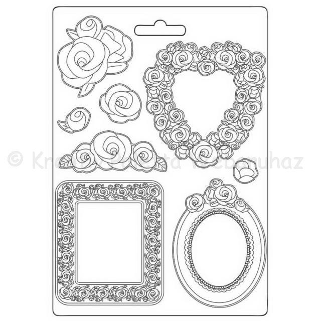 Öntőforma lágy PVC A4 - Rose Parfum keretek és rózsák
