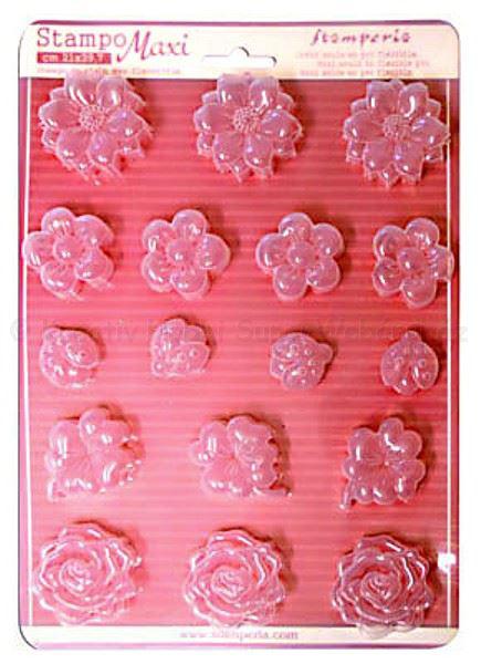 Öntőforma lágy PVC A4  - virágok, lóhere és katicák