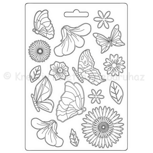 Öntőforma lágy PVC A5 - Create Happiness - pillangók