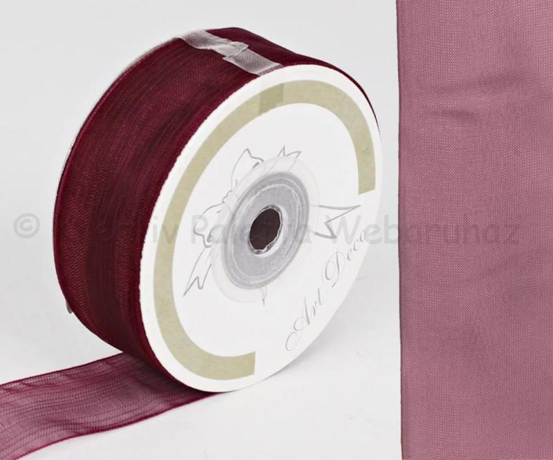 Organza szalag 38 mm - bordó