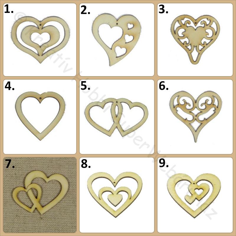 Ornament mintás szív fafigura többféle