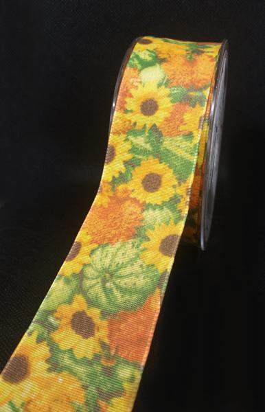 Őszi mintás drótos ripsz szalag  40 mm