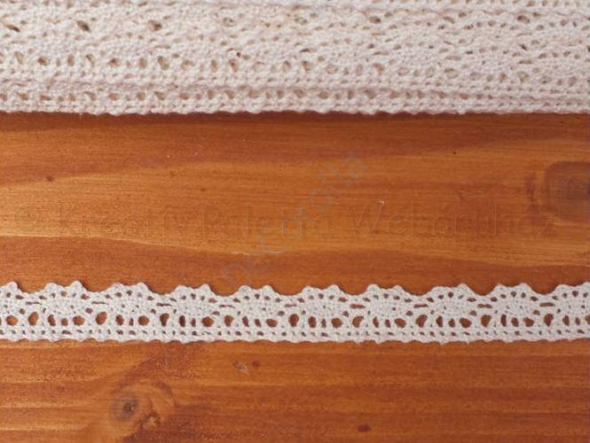 Pamut csipke - ekrü  1,2 cm x 2 m