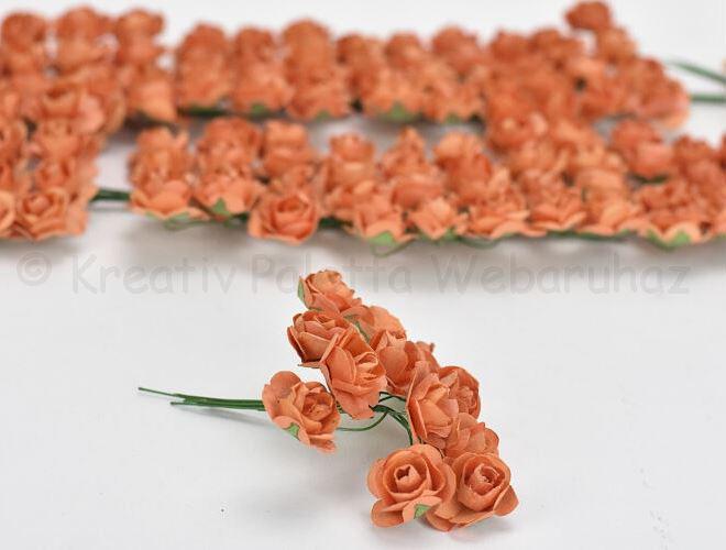 Papírvirág - rózsa 20 mm, 12 db - narancs