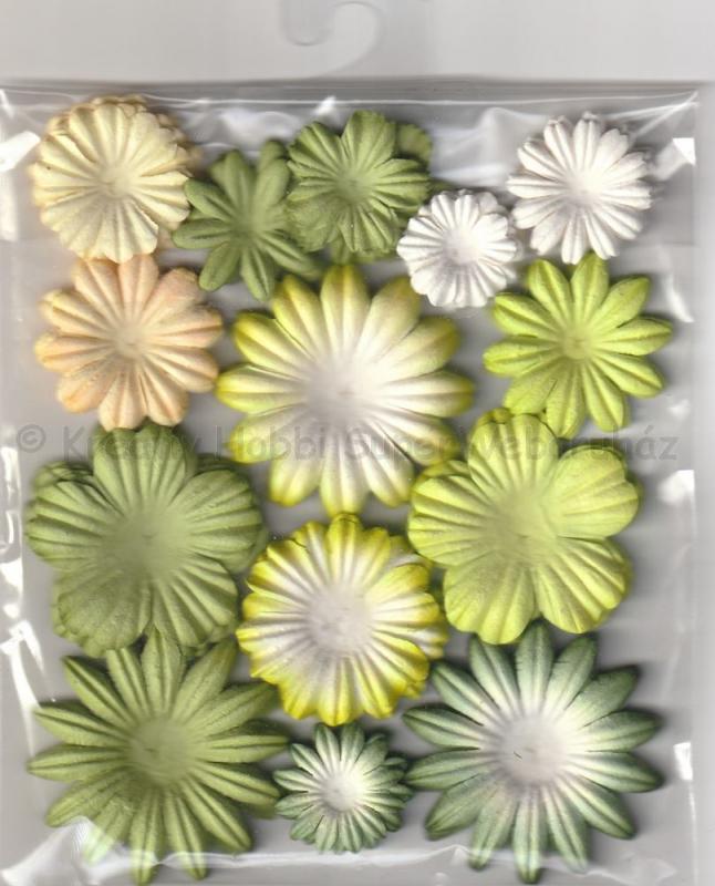 Papírvirág - virágszirom zöld-fehér mix, 100 db