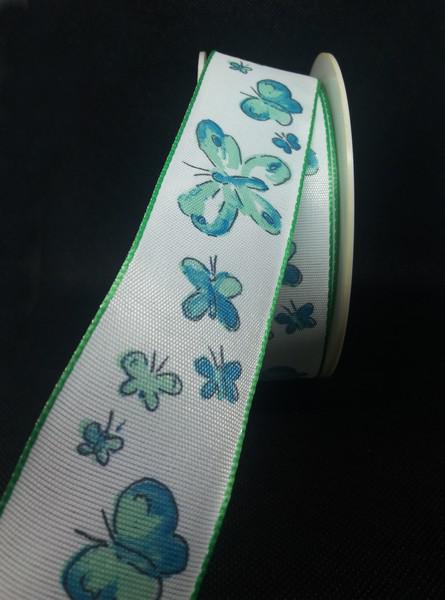 Pillangó mintás drótos ripsz szalag  40 mm