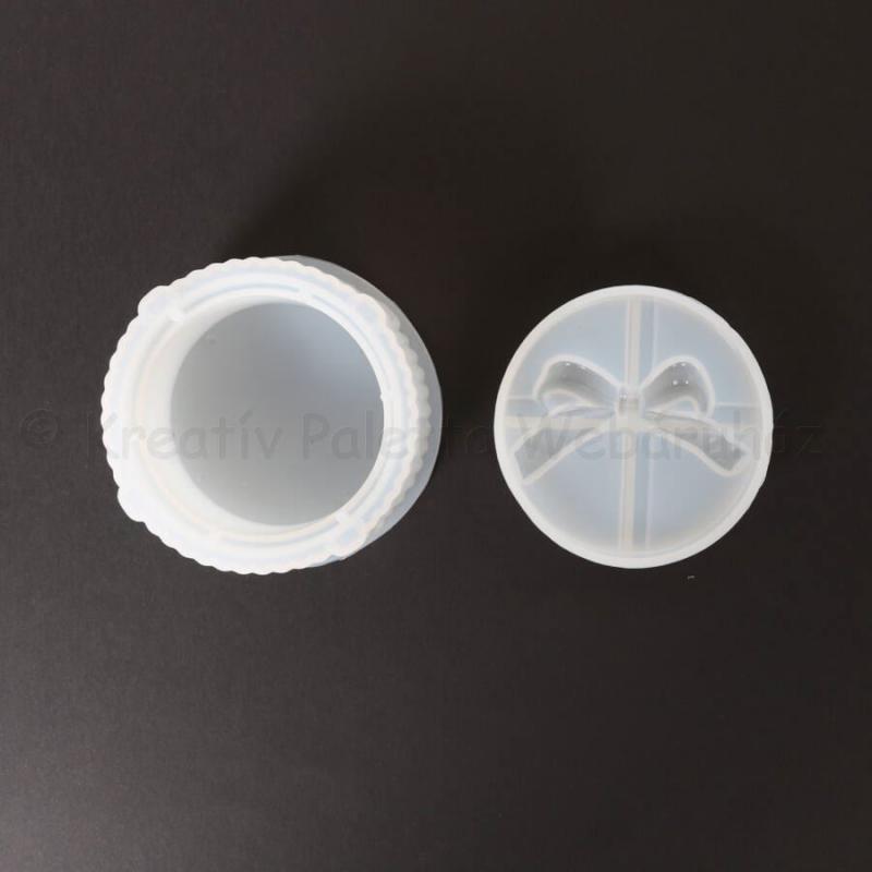 Professzionális szilikon öntőforma - kerek doboz tetővel 8,7 x 4,5 cm