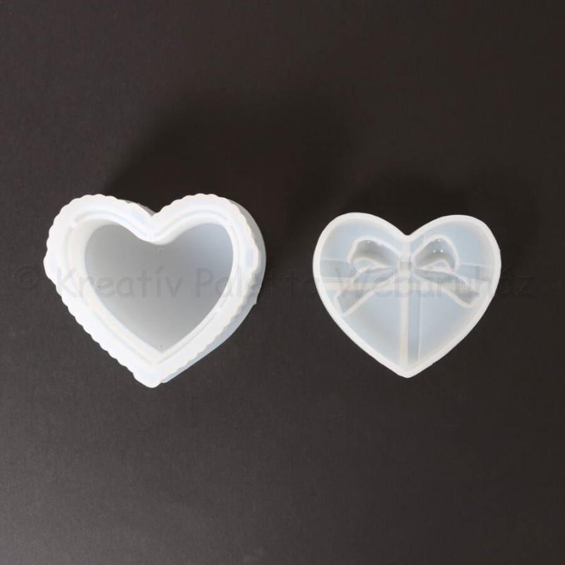 Professzionális szilikon öntőforma - szív alakú doboz tetővel 9 x 7,5