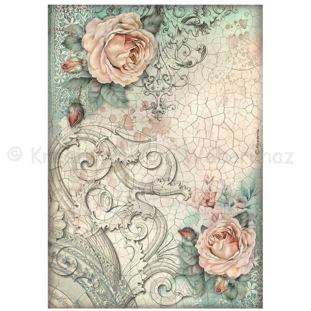 Rizspapír A/4 - Brocante Antiques roses