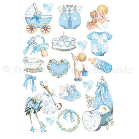 Rizspapír A/4 - kisfiús dekoráció