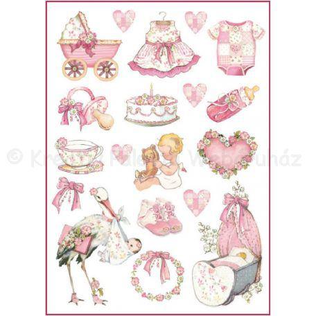 Rizspapír A/4 - kislányos dekoráció