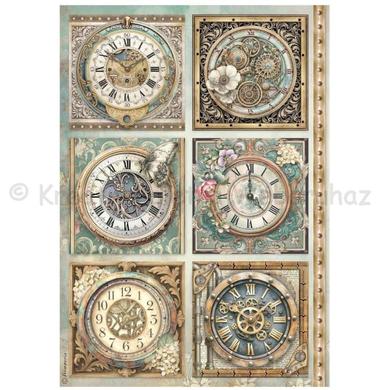 Rizspapír A/4 -  órák, Gardens of Time