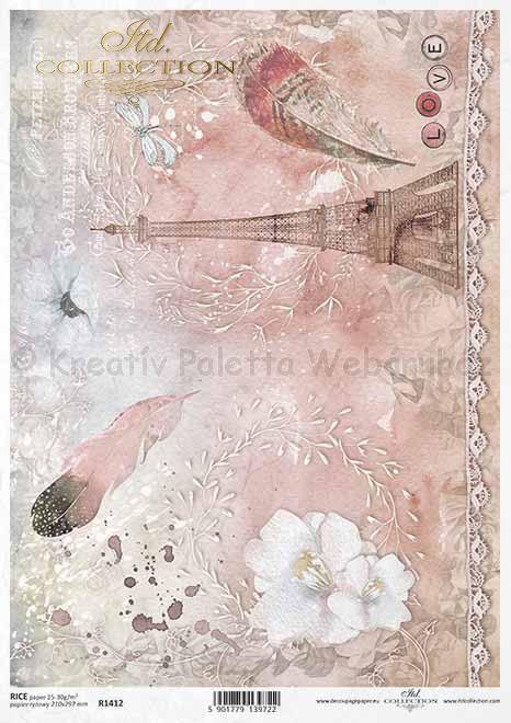 Rizspapír A/4 - Párizs,  Eiffel-torony