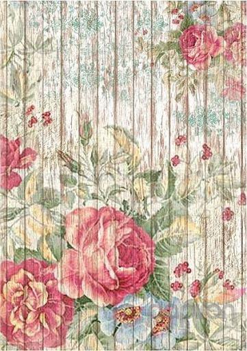 Rizspapír A/4 - rózsa, fa háttérrel