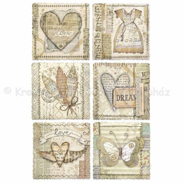 Rizspapír A/4 - szív keretek