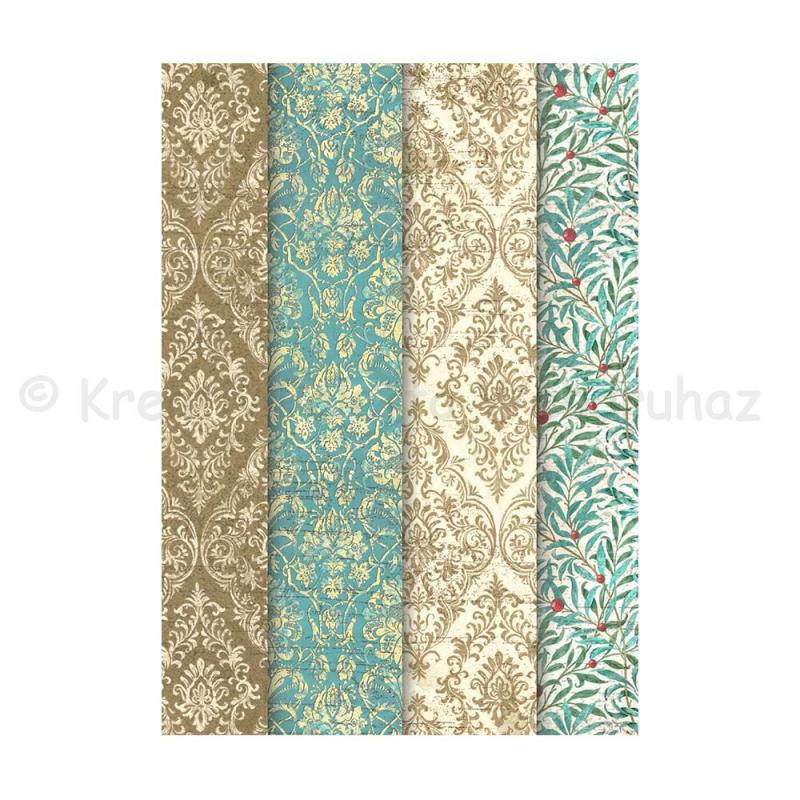 Rizspapír válogatás A6 - Christmas Greetings, karácsonyi hátterek 8 db