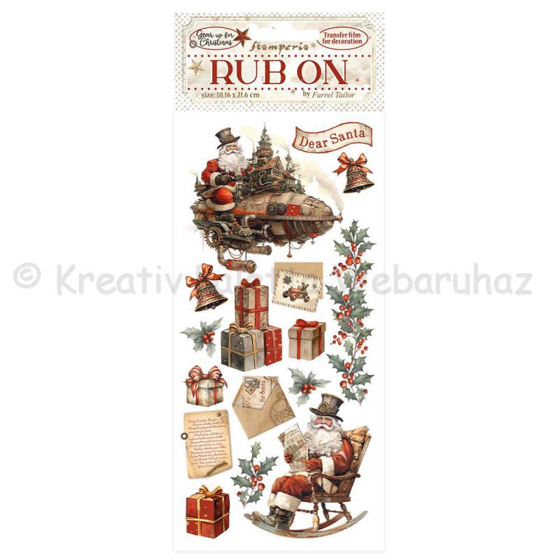 Rub-on, feldörzsölhető matrica - Gear up for Christmas Santa Claus