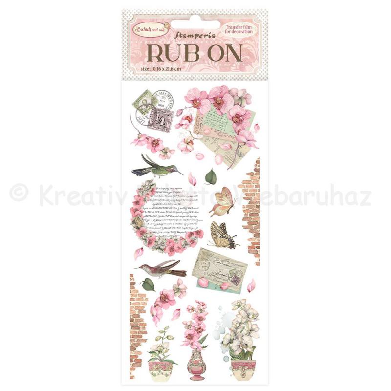 Rub-on, feldörzsölhető matrica - Orchids and Cats letters