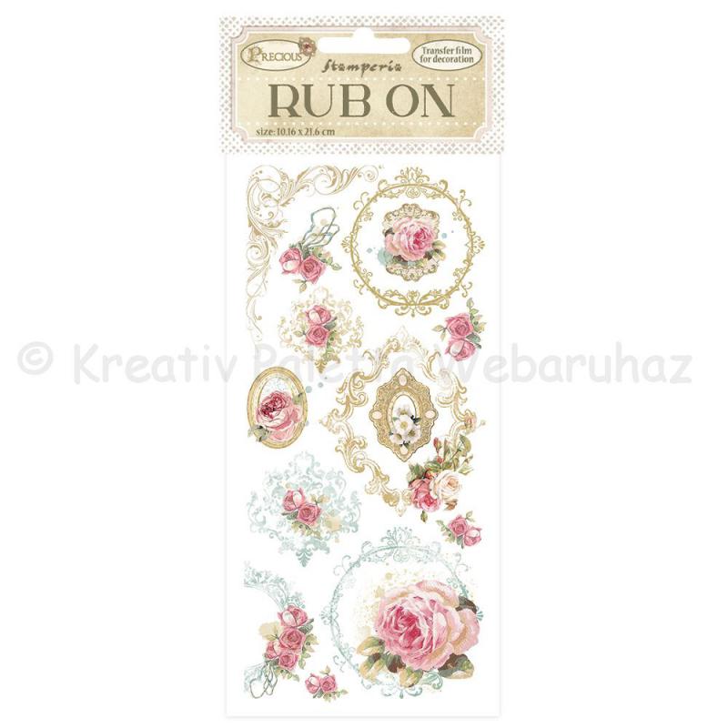 Rub-on, feldörzsölhető matrica - Precious keretek virágok