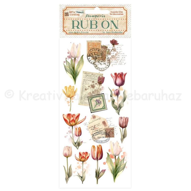 Rub-on, feldörzsölhető matrica - tulipán - Art of Travelling