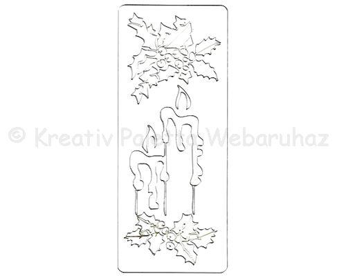 Sablon - gyertya és fagyöngy 8 x 19 cm