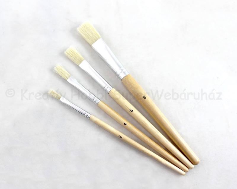 Sertésszőr lapos ecsetkészlet 4 db-os