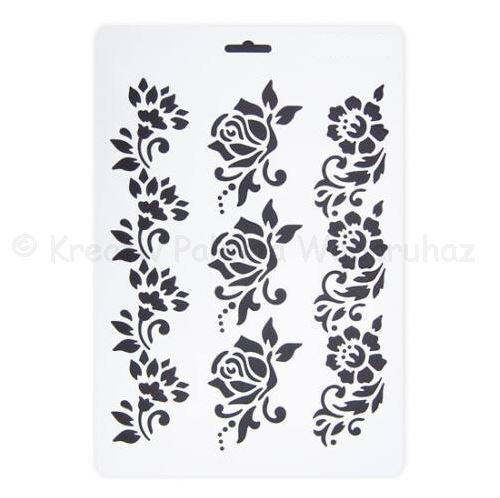 Stencil A/4 - virágos sorminták