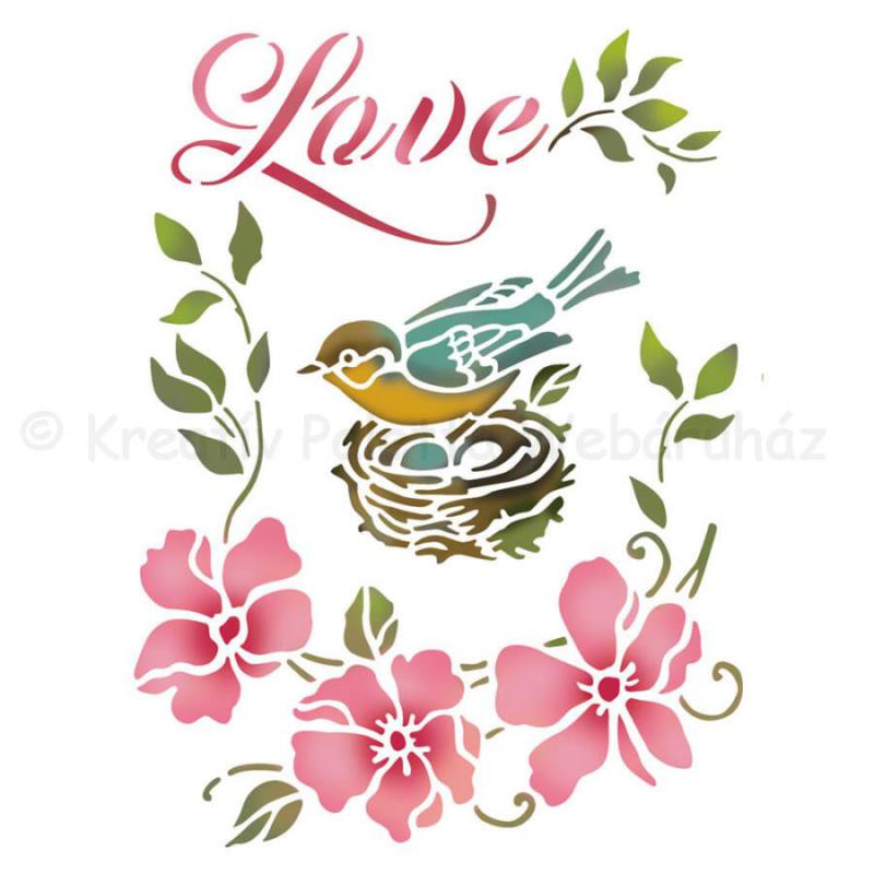 Stencil D, 20 x 15 cm - madárfészek