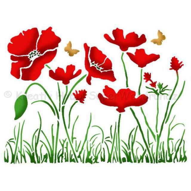 Stencil D, 20 x 15 cm - pipacs - poppy