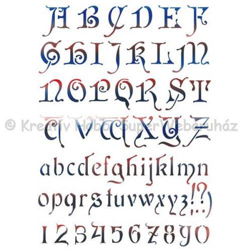 Stencil G, 21 x 29,7 cm - abc, betűk és számok - Liberty