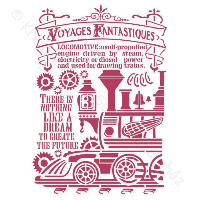 Stencil G, 21 x 29,7 cm - gőzmozdony - Steam Train