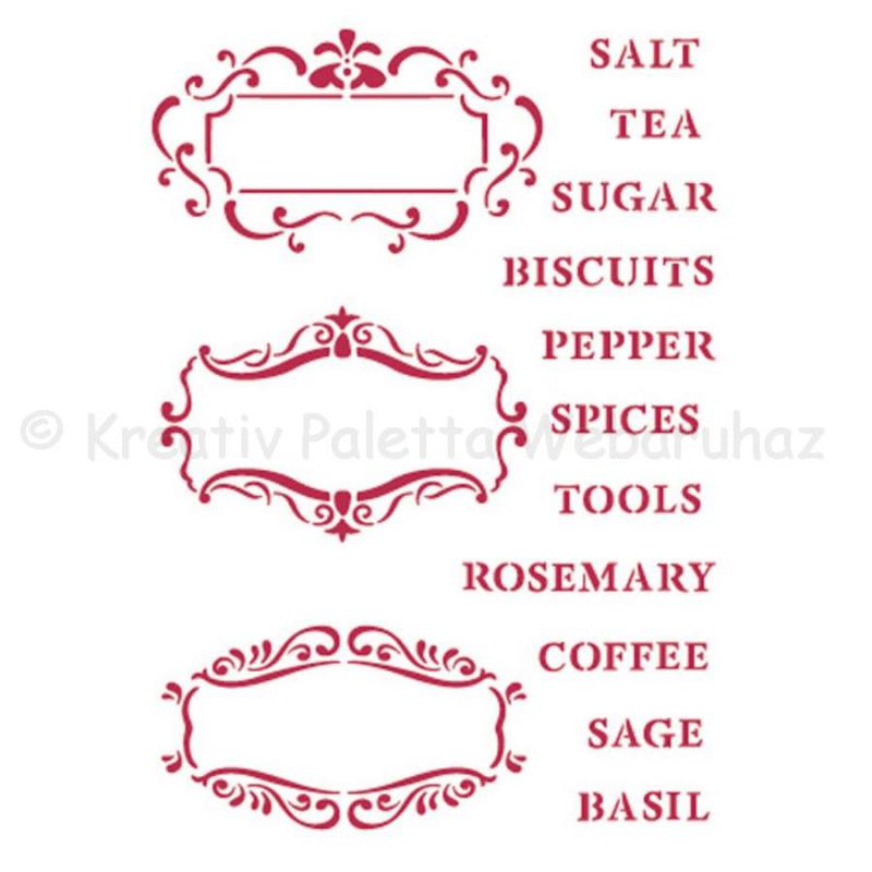 Stencil G, 21 x 29,7 cm - konyhai címkék, Kitchen tag