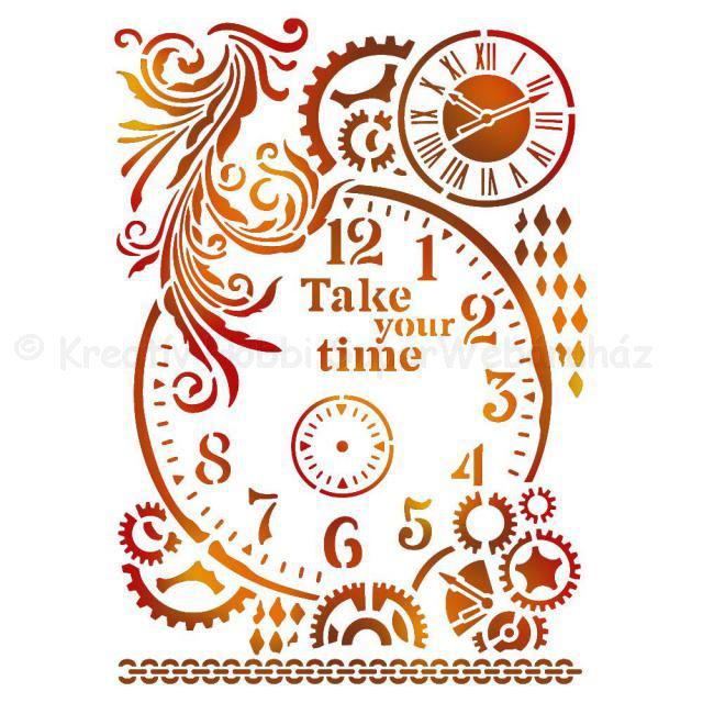 Stencil G, 21 x 29,7 cm - óra, fogaskerék