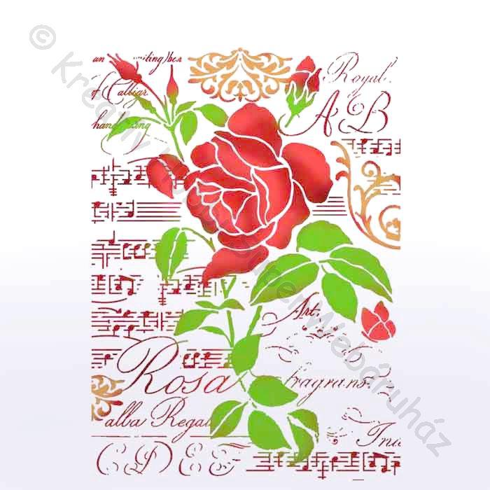 Stencil G, 21 x 29,7 cm - zene és rózsa