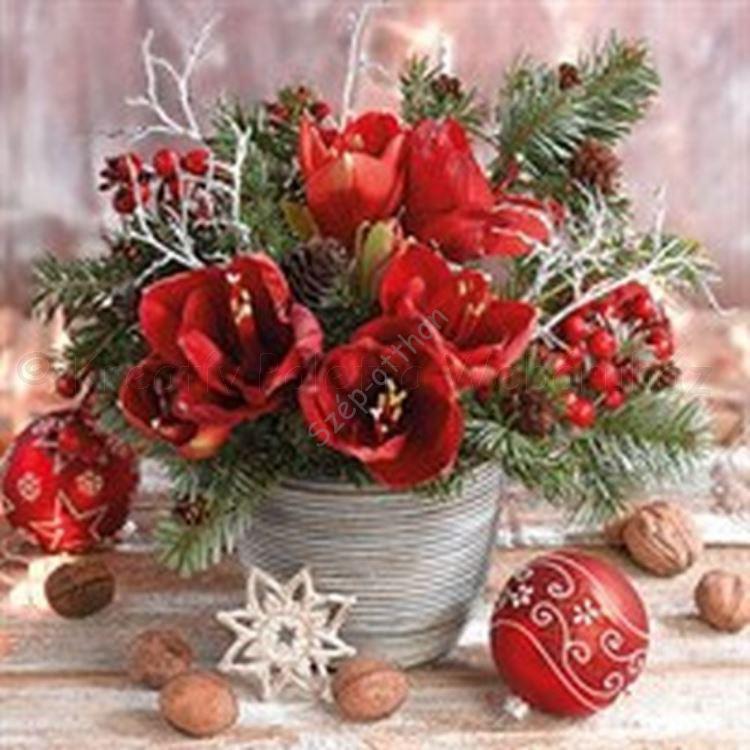 Szalvéta - Amaryllis csokor