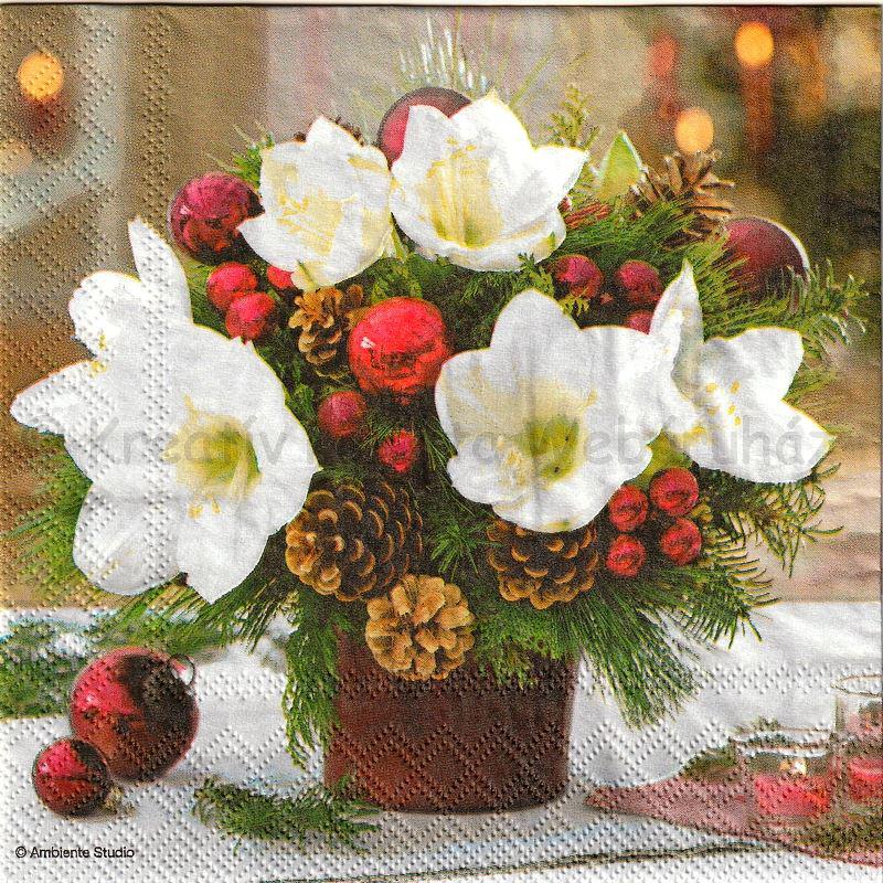 Szalvéta - amaryllis fehér