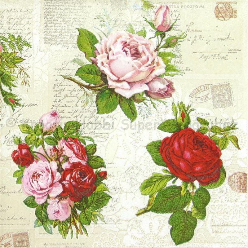 Szalvéta - angol rózsák