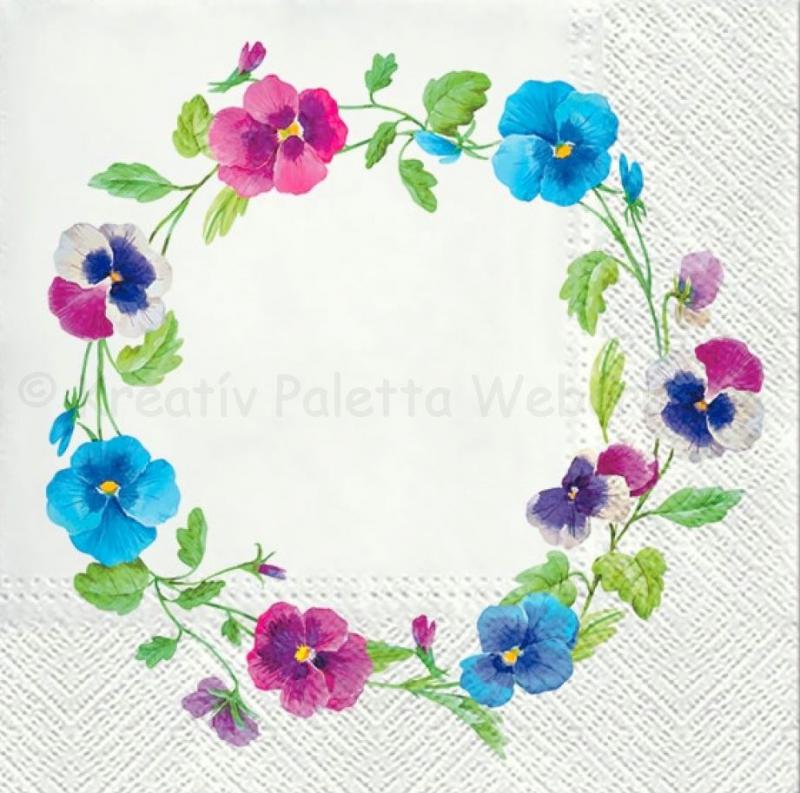 Szalvéta - árvácska koszorú