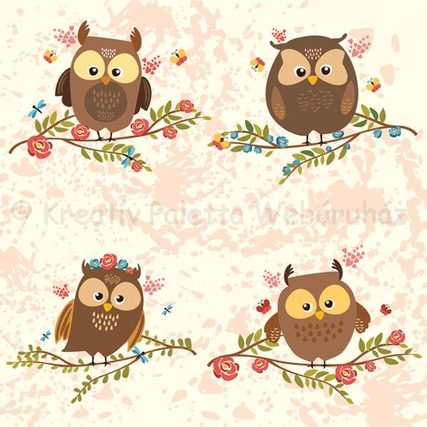 Szalvéta - baglyok az ágon