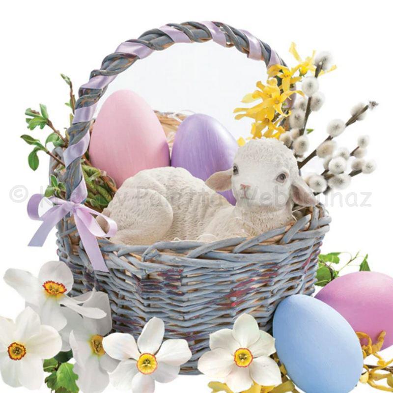 Szalvéta - bárány, tojás kosárban