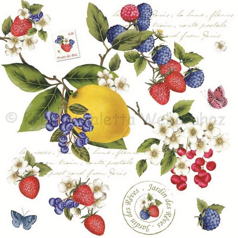 Szalvéta - citrom, eper