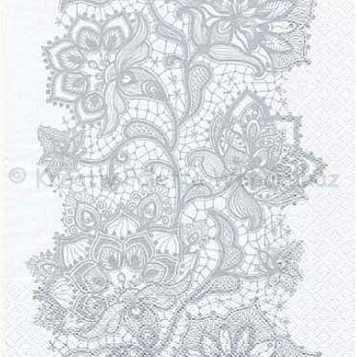 Szalvéta - csipke, fehér-ezüst