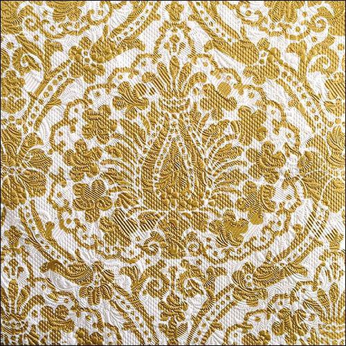 Szalvéta - domborított  tapéta, stencilminta fehér-arany