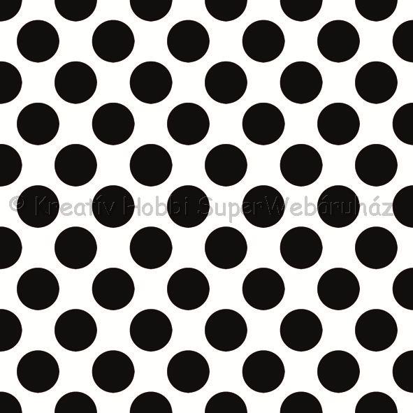 Szalvéta - fehér-fekete nagy pöttyös