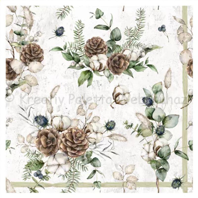 Szalvéta - fenyőág tobozokkal