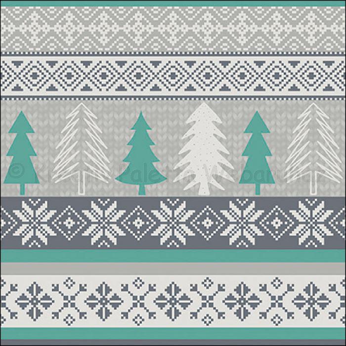 Szalvéta - fenyők kötött mintával, menta